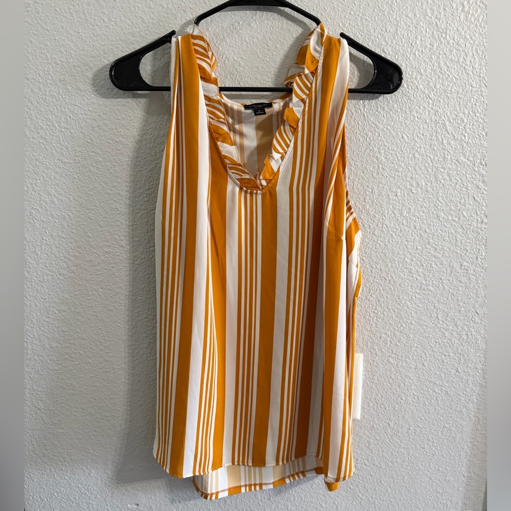 Ann Taylor Orange and White Striped Tank Top